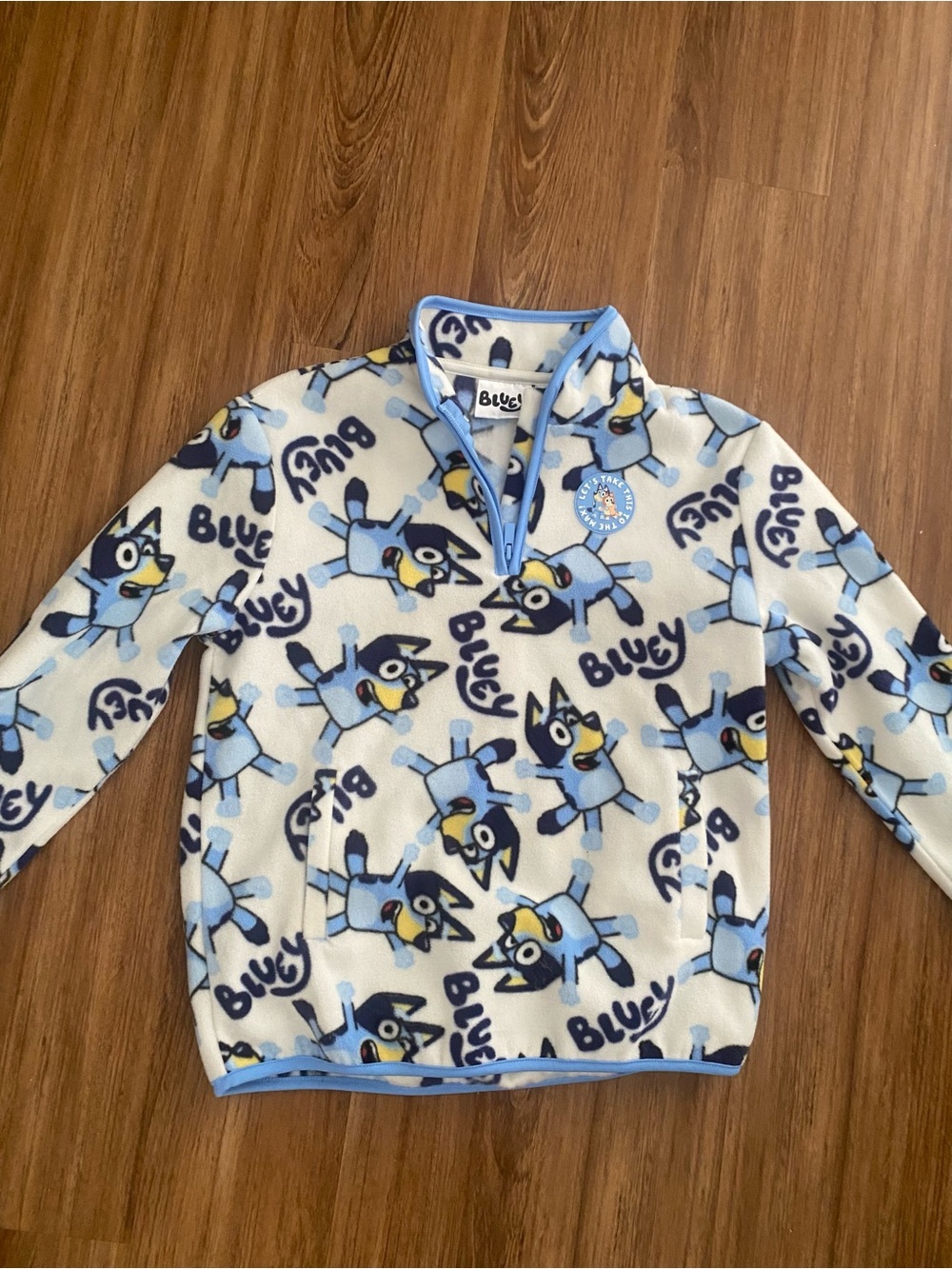 Bluey Kids' Pullover Fleece Jacket - Light Blue & White